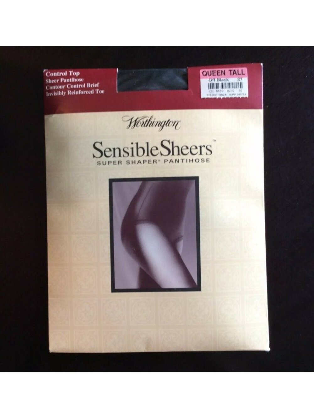 JCPenney Worthington Sheer Pantyhose Queen Tall Off Black Control Top Sandalfoot